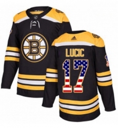 Youth Adidas Boston Bruins 17 Milan Lucic Authentic Black USA Flag Fashion NHL Jersey 