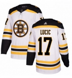 Youth Adidas Boston Bruins 17 Milan Lucic Authentic White Away NHL Jersey 