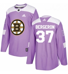 Youth Adidas Boston Bruins 37 Patrice Bergeron Authentic Purple Fights Cancer Practice NHL Jersey 
