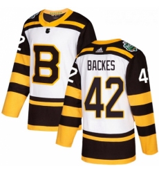 Youth Adidas Boston Bruins 42 David Backes Authentic White 2019 Winter Classic NHL Jersey 