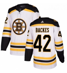 Youth Adidas Boston Bruins 42 David Backes Authentic White Away NHL Jersey 