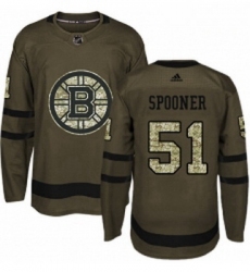Youth Adidas Boston Bruins 51 Ryan Spooner Authentic Green Salute to Service NHL Jersey 