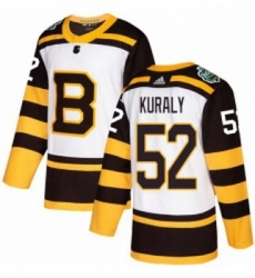 Youth Adidas Boston Bruins 52 Sean Kuraly Authentic White 2019 Winter Classic NHL Jersey 