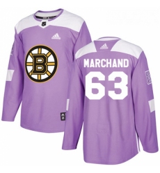 Youth Adidas Boston Bruins 63 Brad Marchand Authentic Purple Fights Cancer Practice NHL Jersey 