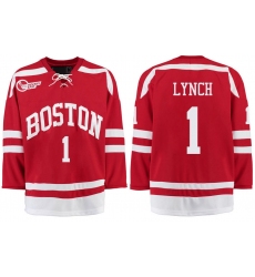 Boston University Terriers BU 1 Nico Lynch Red Stitched Hockey Jersey