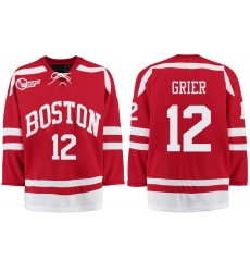 Boston University Terriers BU 12 Mike Grier Red Stitched Hockey Jersey