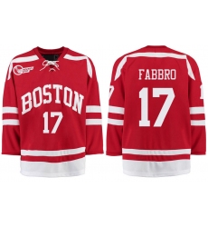 Boston University Terriers BU 17 Dante Fabbro Red Stitched Hockey Jersey