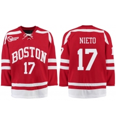 Boston University Terriers BU 17 Matt Nieto Red Stitched Hockey Jersey