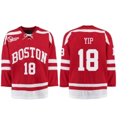 Boston University Terriers BU 18 Brandon Yip Red Stitched Hockey Jersey