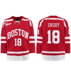 Boston University Terriers BU 18 Chris Drury Red Stitched Hockey Jersey
