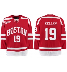 Boston University Terriers BU 19 Clayton Keller Red Stitched Hockey Jersey
