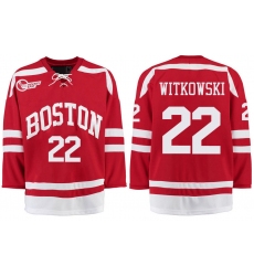 Boston University Terriers BU 22 Jake Witkowski Red Stitched Hockey Jersey