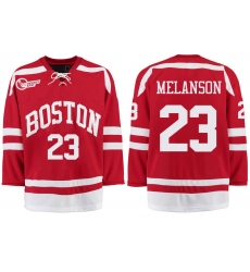 Boston University Terriers BU 23 Drew Melanson Red Stitched Hockey Jersey
