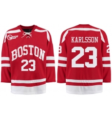 Boston University Terriers BU 23 Jakob Forsbacka Karlsson Red Stitched Hockey Jersey