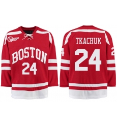 Boston University Terriers BU 24 Keith Tkachuk Red Stitched Hockey Jersey