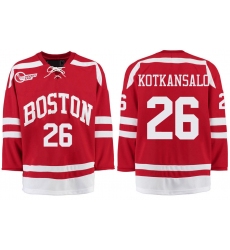 Boston University Terriers BU 26 Kasper Kotkansalo Red Stitched Hockey Jersey
