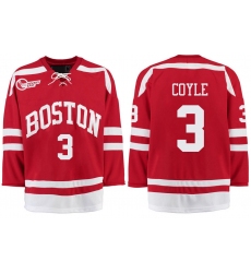 Boston University Terriers BU 3 Charlie Coyle Red Stitched Hockey Jersey