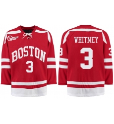 Boston University Terriers BU 3 Ryan Whitney Red Stitched Hockey Jersey