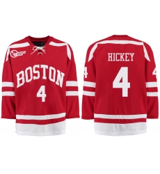 Boston University Terriers BU 4 Brandon Hickey Red Stitched Hockey Jersey
