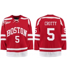 Boston University Terriers BU 5 Cam Crotty Red Stitched Hockey Jersey