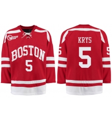 Boston University Terriers BU 5 Chad Krys Red Stitched Hockey Jersey