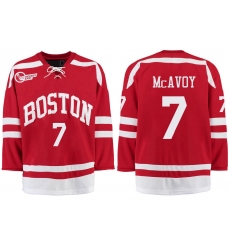 Boston University Terriers BU 7 Charlie McAvoy Red Stitched Hockey Jersey