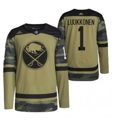 Men Buffalo Sabres 1 Ukko Pekka Luukkonen 2022 Camo Military Appreciation Night Stitched jersey