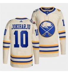 Men Buffalo Sabres 10 Henri Jokiharju 2022 Cream Heritage Classic Stitched jersey