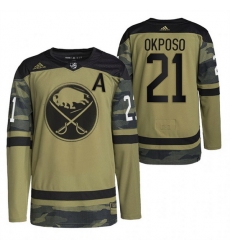 Men Buffalo Sabres 21 Kyle Okposo 2022 Camo Military Appreciation Night Stitched jersey