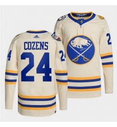Men Buffalo Sabres 24 Dylan Cozens 2022 Cream Heritage Classic Stitched jersey