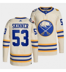 Men Buffalo Sabres 53 Jeff Skinner 2022 Cream Heritage Classic Stitched jersey