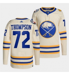 Men Buffalo Sabres 72 Tage Thompson 2022 Cream Heritage Classic Stitched jersey