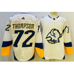 Men Buffalo Sabres 72 Tage Thompson White 2022 23 Reverse Retro Stitched Jersey