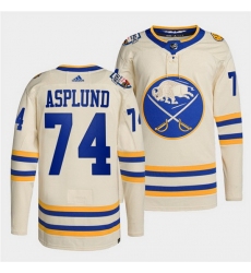 Men Buffalo Sabres 74 Rasmus Asplund 2022 Cream Heritage Classic Stitched jersey