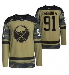 Men Buffalo Sabres 91 Drake Caggiula 2022 Camo Military Appreciation Night Stitched jersey