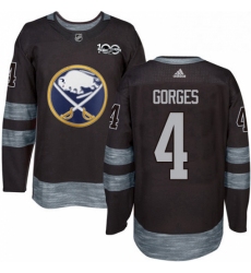 Mens Adidas Buffalo Sabres 4 Josh Gorges Authentic Black 1917 2017 100th Anniversary NHL Jersey 