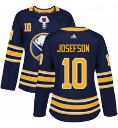Womens Adidas Buffalo Sabres 10 Jacob Josefson Authentic Navy Blue Home NHL Jersey 