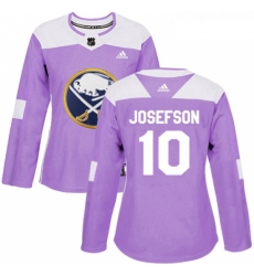 Womens Adidas Buffalo Sabres 10 Jacob Josefson Authentic Purple Fights Cancer Practice NHL Jersey 