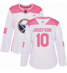 Womens Adidas Buffalo Sabres 10 Jacob Josefson Authentic WhitePink Fashion NHL Jersey 