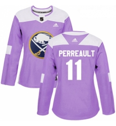 Womens Adidas Buffalo Sabres 11 Gilbert Perreault Authentic Purple Fights Cancer Practice NHL Jersey 