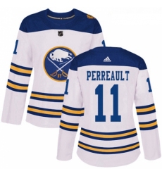 Womens Adidas Buffalo Sabres 11 Gilbert Perreault Authentic White 2018 Winter Classic NHL Jersey 