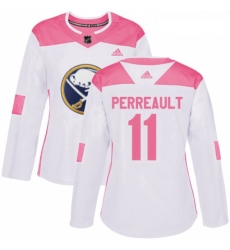 Womens Adidas Buffalo Sabres 11 Gilbert Perreault Authentic WhitePink Fashion NHL Jersey 