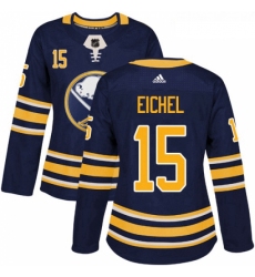 Womens Adidas Buffalo Sabres 15 Jack Eichel Authentic Navy Blue Home NHL Jersey 