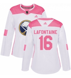 Womens Adidas Buffalo Sabres 16 Pat Lafontaine Authentic WhitePink Fashion NHL Jersey 