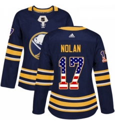 Womens Adidas Buffalo Sabres 17 Jordan Nolan Authentic Navy Blue USA Flag Fashion NHL Jersey 
