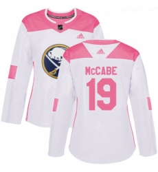 Womens Adidas Buffalo Sabres 19 Jake McCabe Authentic WhitePink Fashion NHL Jersey 
