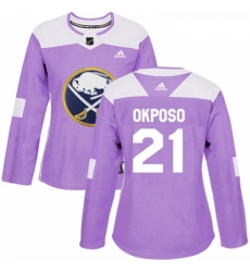 Womens Adidas Buffalo Sabres 21 Kyle Okposo Authentic Purple Fights Cancer Practice NHL Jersey 