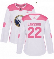 Womens Adidas Buffalo Sabres 22 Johan Larsson Authentic WhitePink Fashion NHL Jersey 
