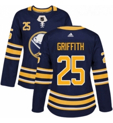 Womens Adidas Buffalo Sabres 25 Seth Griffith Authentic Navy Blue Home NHL Jersey 
