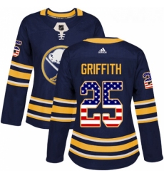 Womens Adidas Buffalo Sabres 25 Seth Griffith Authentic Navy Blue USA Flag Fashion NHL Jersey 
